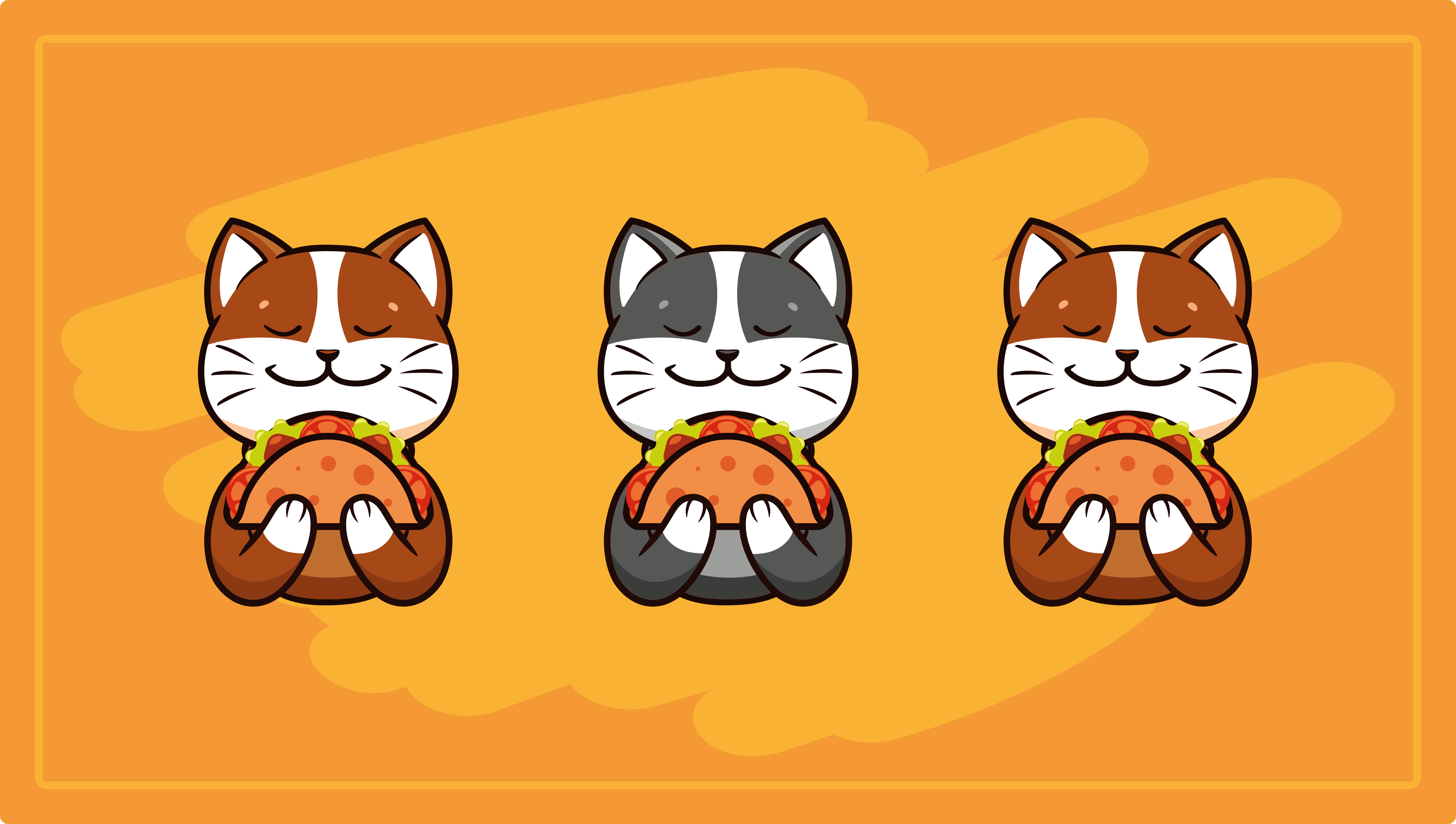 Blij katten trio vinyl tapijt meer kinderen - TenStickers