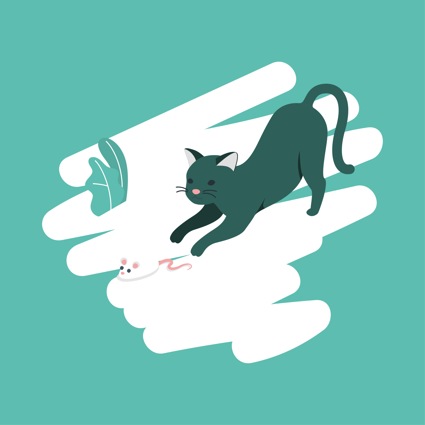 Speelse kattenachtervolging vinyl tapijt slaapkamer - TenStickers