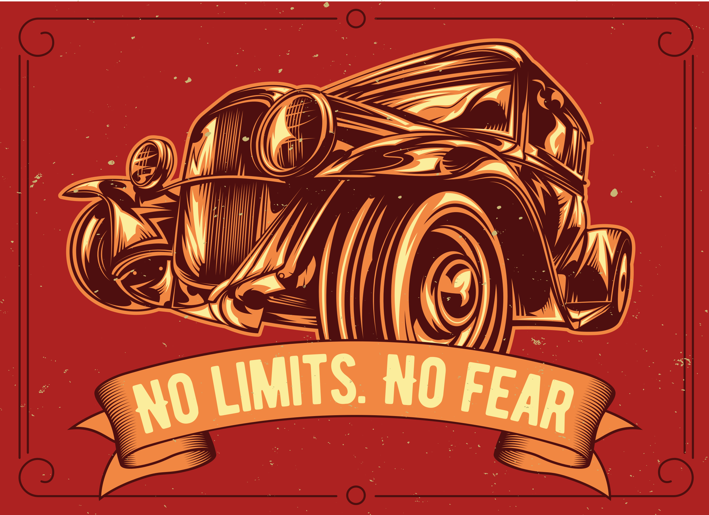 Klassieke auto-illustratie vinyl tapijt zinnen en teksten - TenStickers