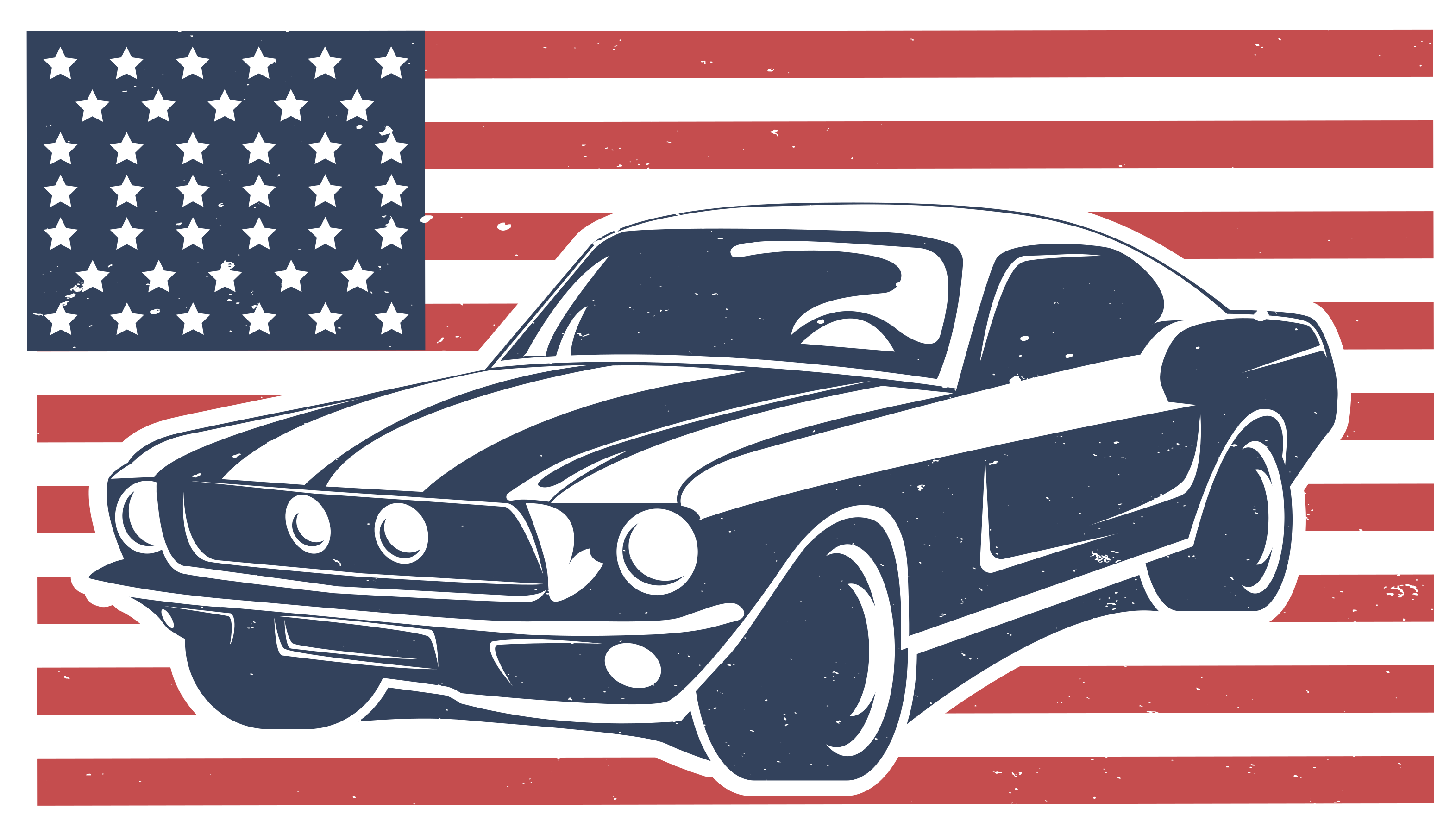 Amerikaanse vlag en auto vinyl tapijt tiener - TenStickers