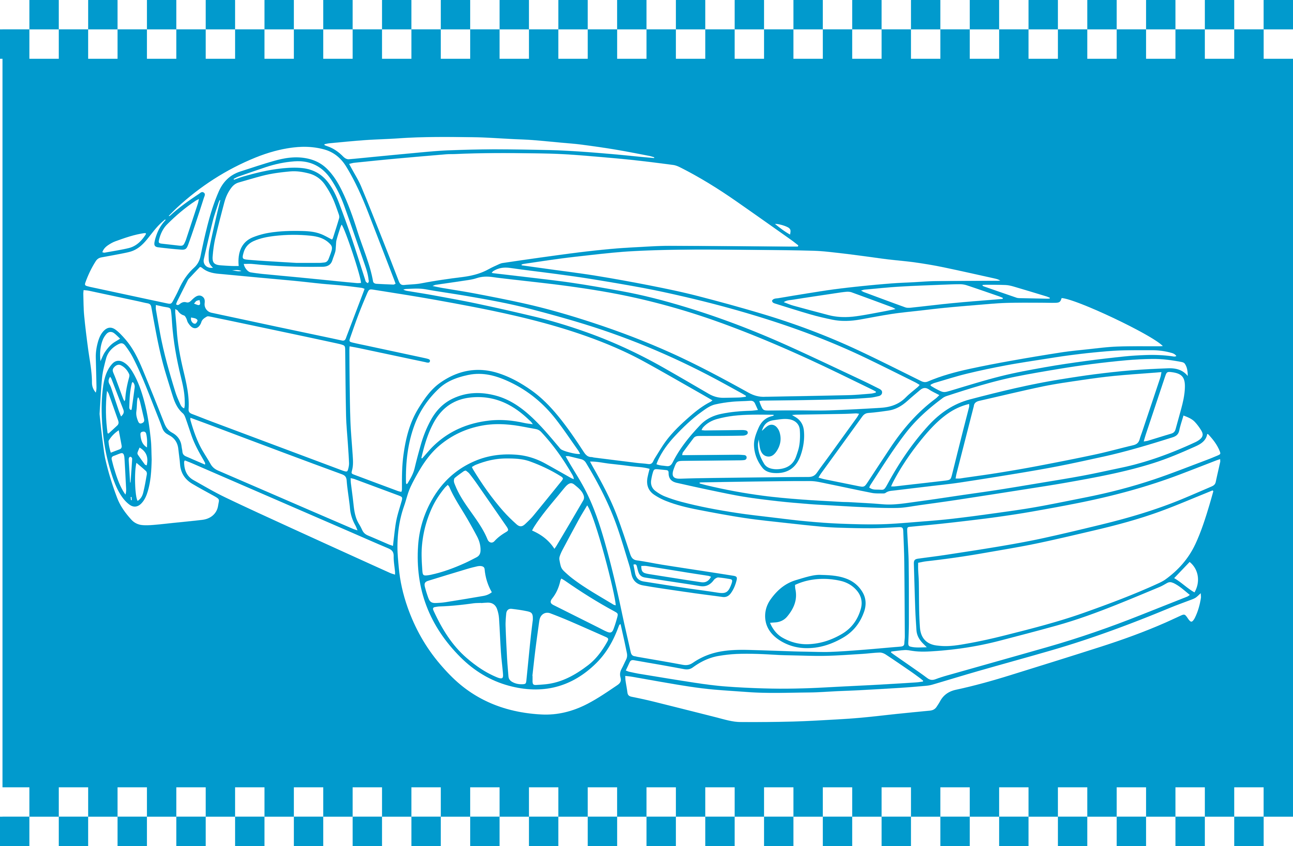Raceauto schets vinyl tapijt snelwegen - TenStickers