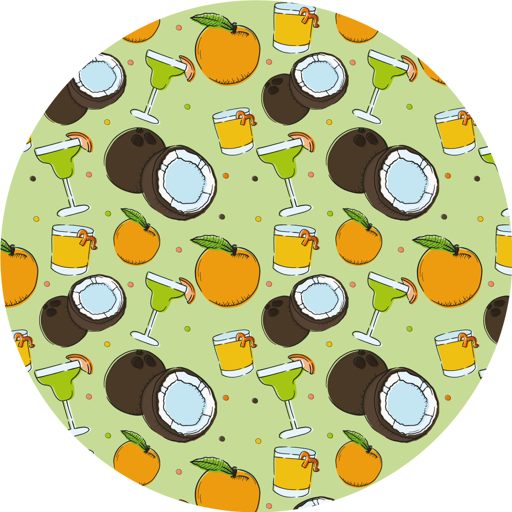 Kokoscocktailplezier vinyl tapijt rond - TenStickers