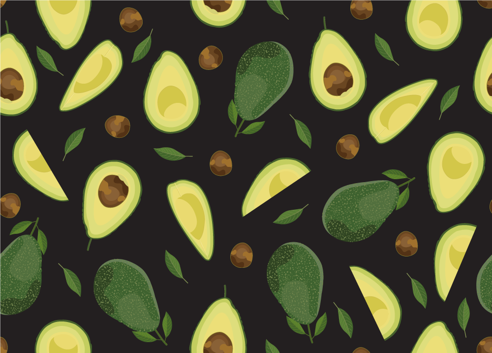 Avocado-motief vinyl tapijt keuken - TenStickers