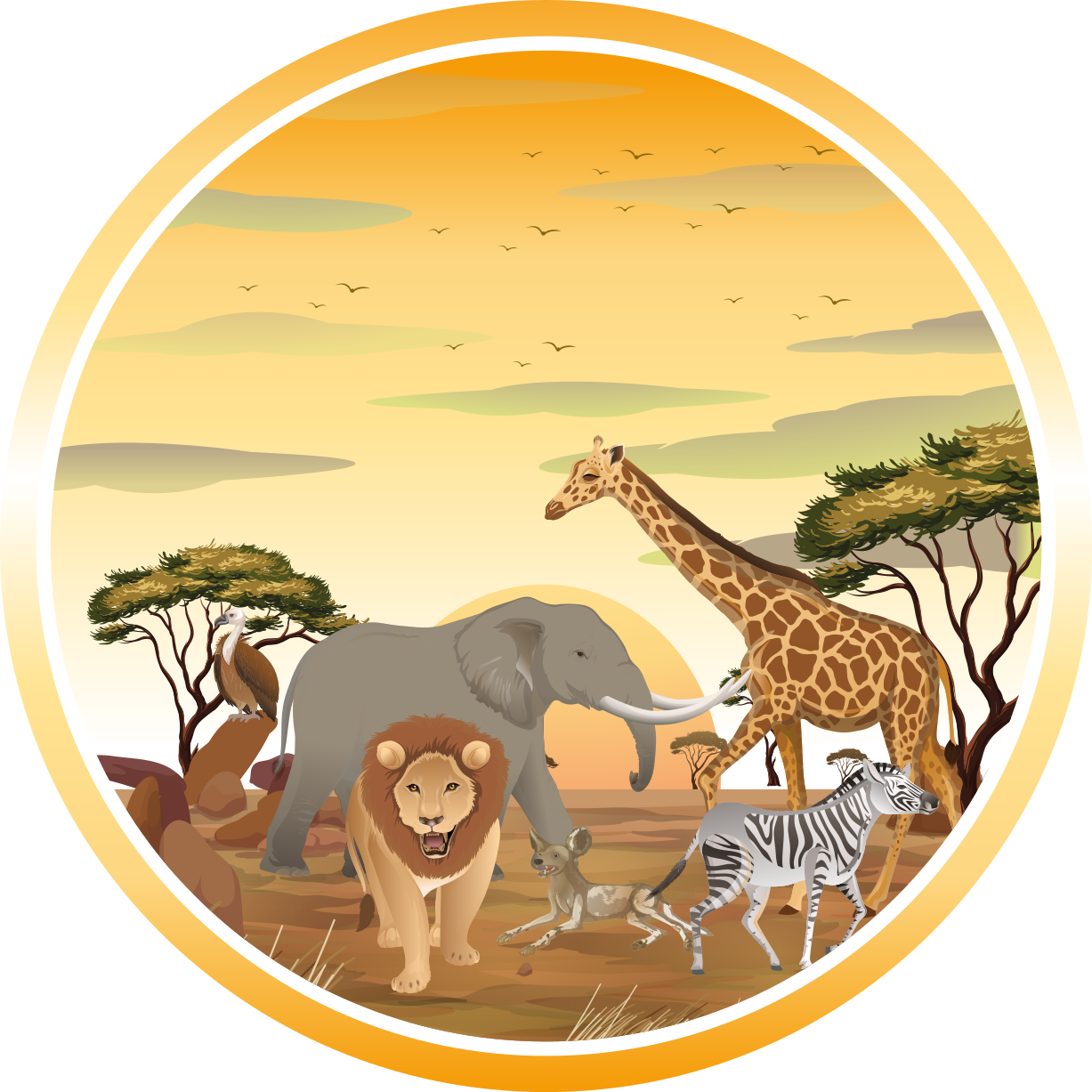 Safari dierenavontuur dieren vinyl tapijt - TenStickers