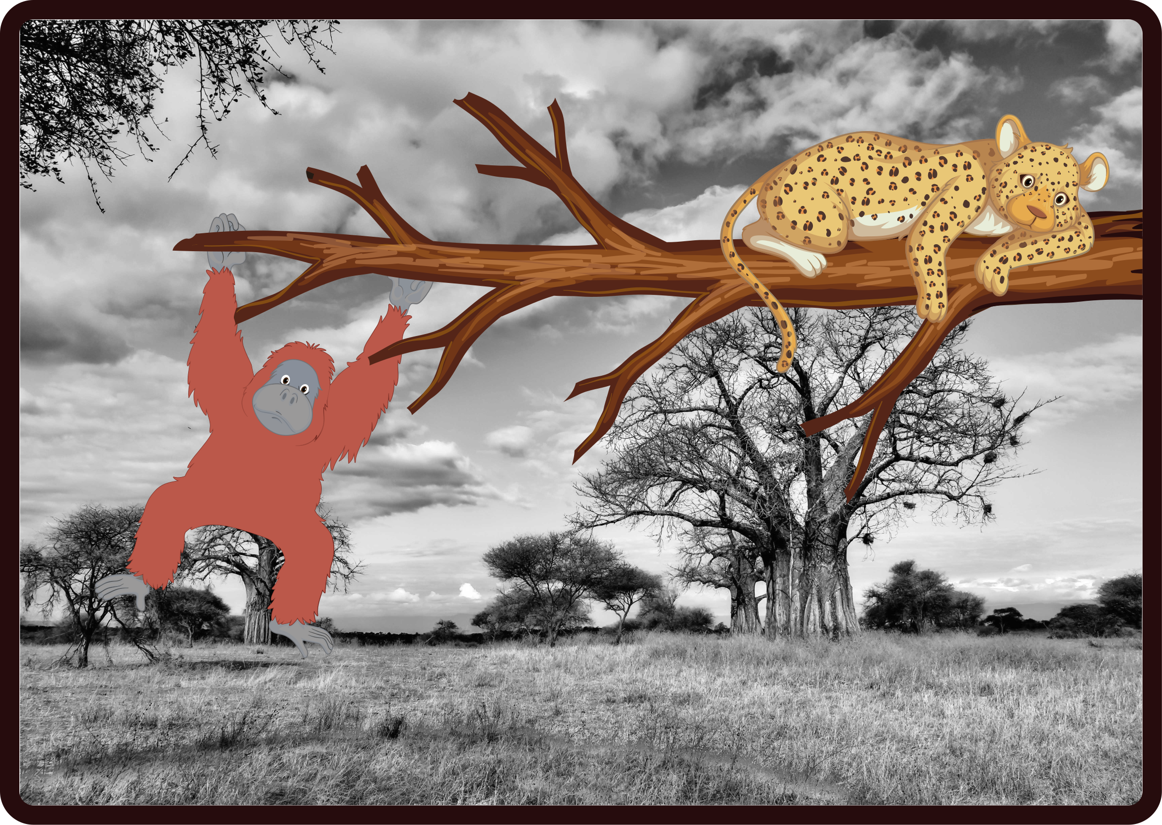 Speelse junglewezens dieren vinyl tapijt - TenStickers