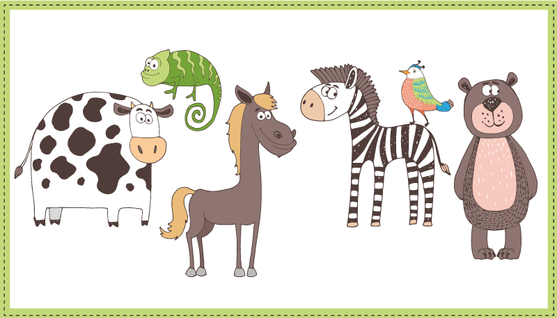 Schattige dierenvrienden vinyl tapijt kind - TenStickers