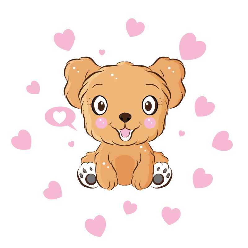 Schattige puppy illustratie vinyl tapijt rond - TenStickers