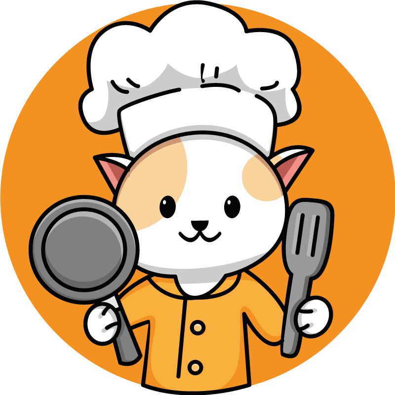 Oranje chef-kok kat vinyl tapijt keuken - TenStickers