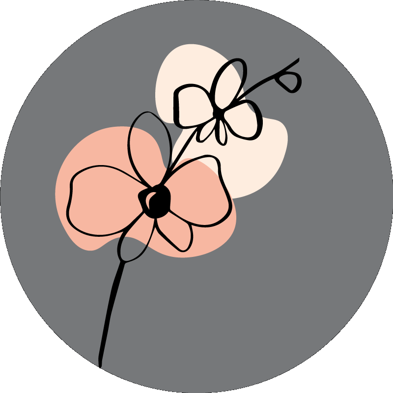 Vinyl tapijt bloemen en planten minimalistisch grijs ontwerp - TenStickers
