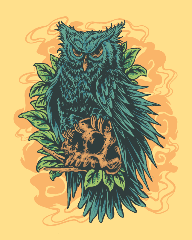 Mystieke uilenkunst vinyl vloerkleed dierenprint - TenStickers