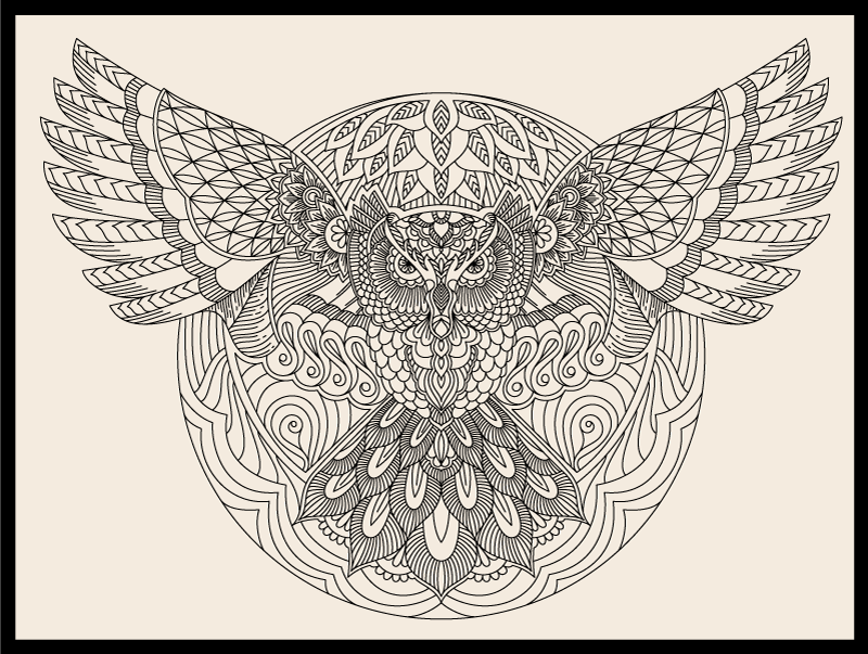 Elegant uilenpatroon vinyl tapijt mandala - TenStickers