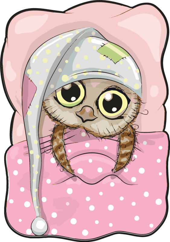 Schattige slapende uil vinyl tapijt kind - TenStickers