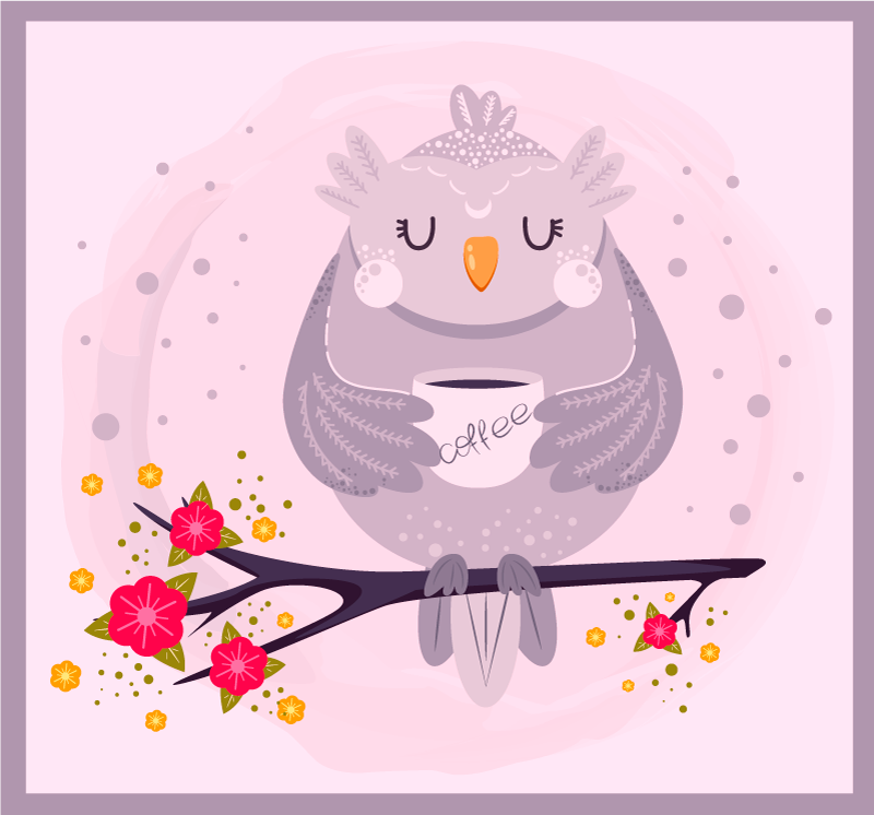 Charmante uilenafbeelding dieren vinyl tapijt - TenStickers