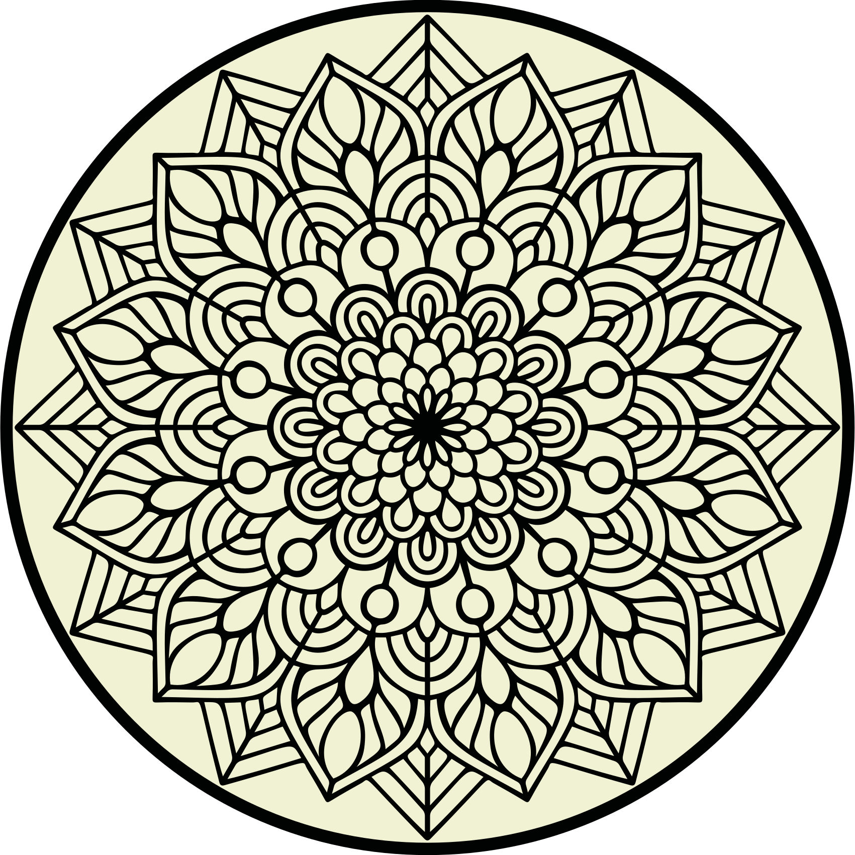 Sierlijk botanisch embleem vinyl tapijt mandala - TenStickers