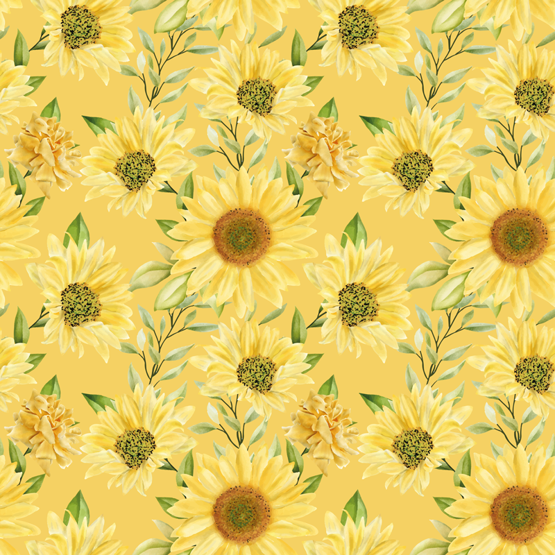 Zonnebloem embleem vinyl tapijt bloemen en planten - TenStickers
