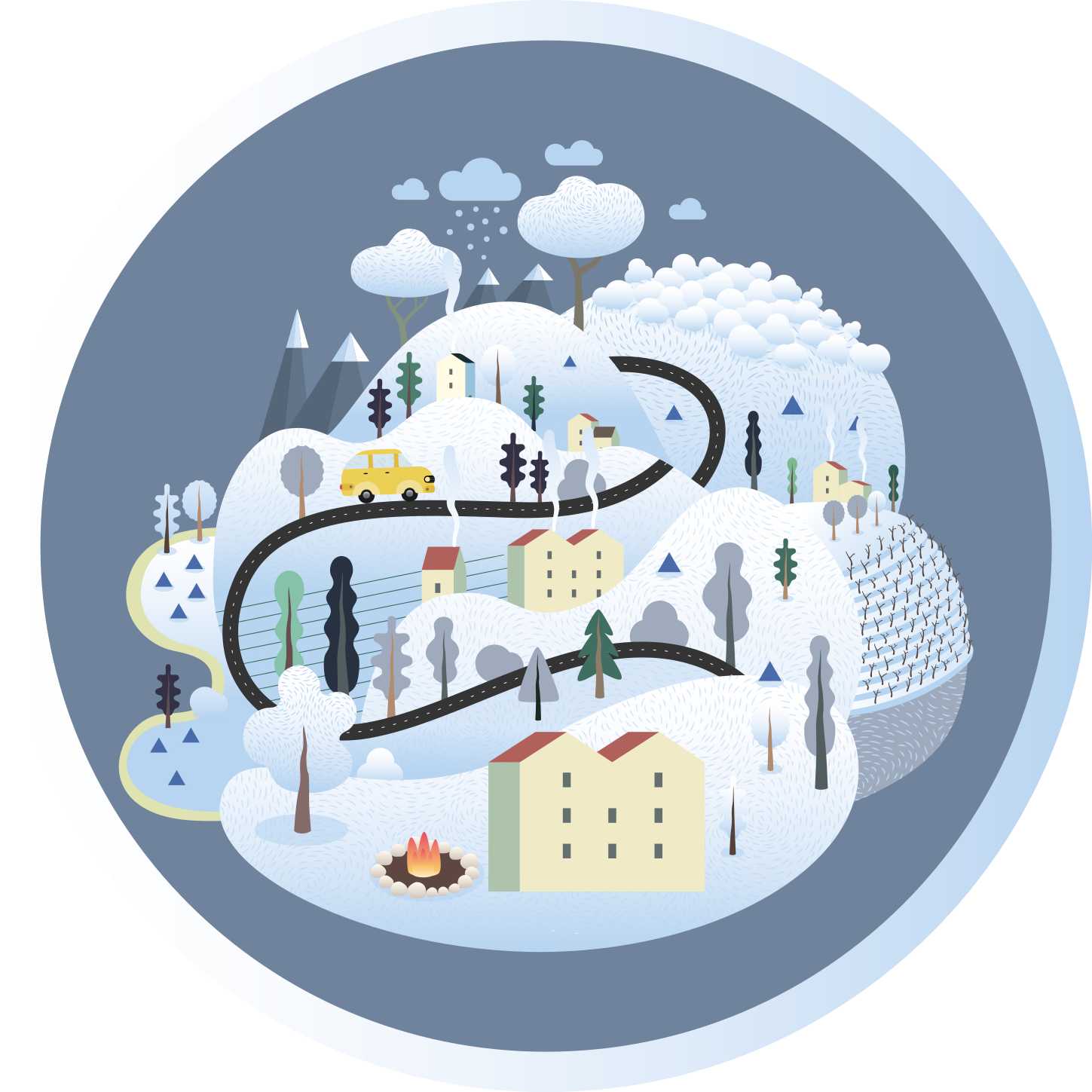 Grillige landschapsreis vinyl tapijt snelwegen - TenStickers