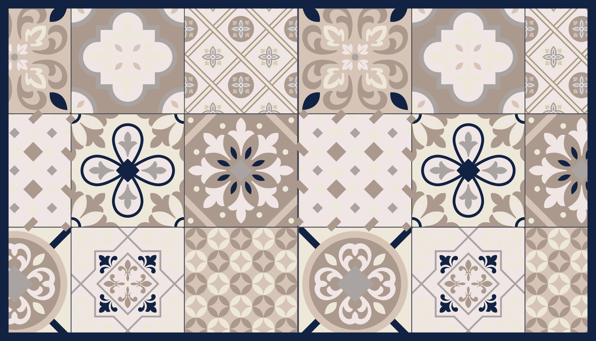 Beige mozaïek vinyl tapijt keuken - TenStickers