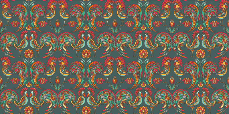 Kleurrijke folkloristische motieven vinyl tapijt mozaïek - TenStickers