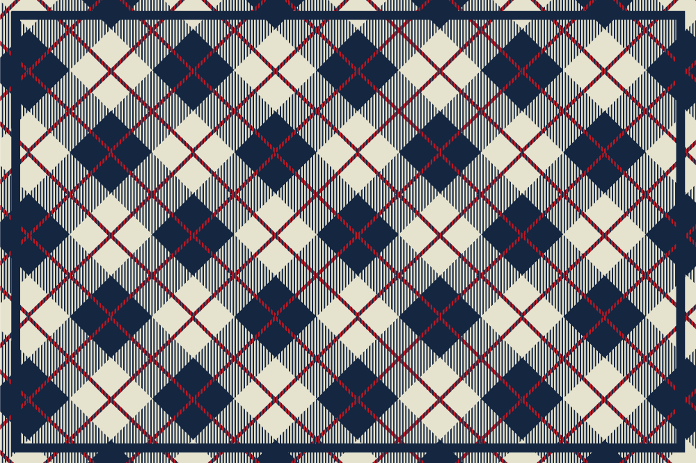 Marineblauw ruitpatroon vinyl tapijt geometrisch - TenStickers