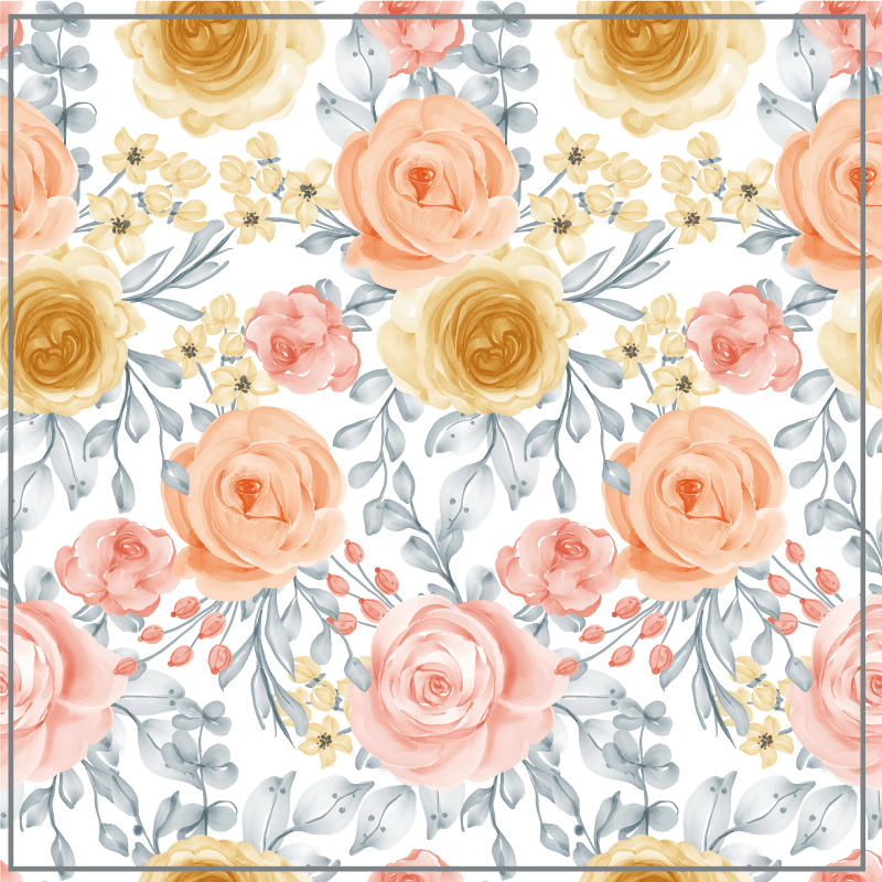 Vinyl tapijt bloemen en planten roze bloemen schatten - TenStickers