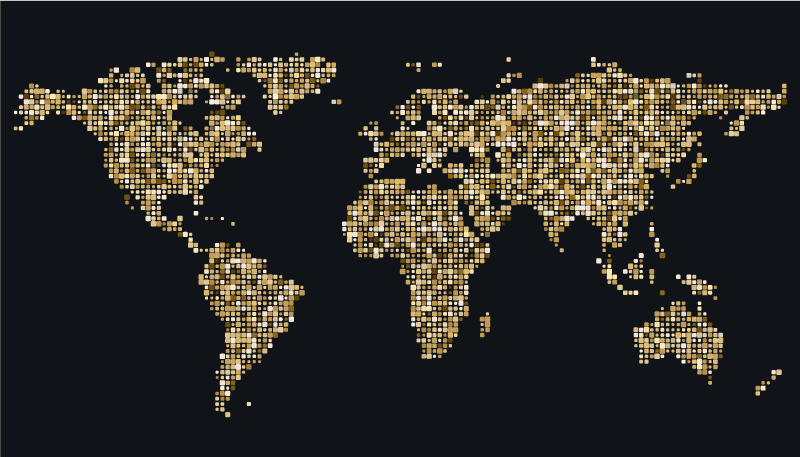 Vinyl tapijt wereldkaart gouden wereldkaart - TenStickers
