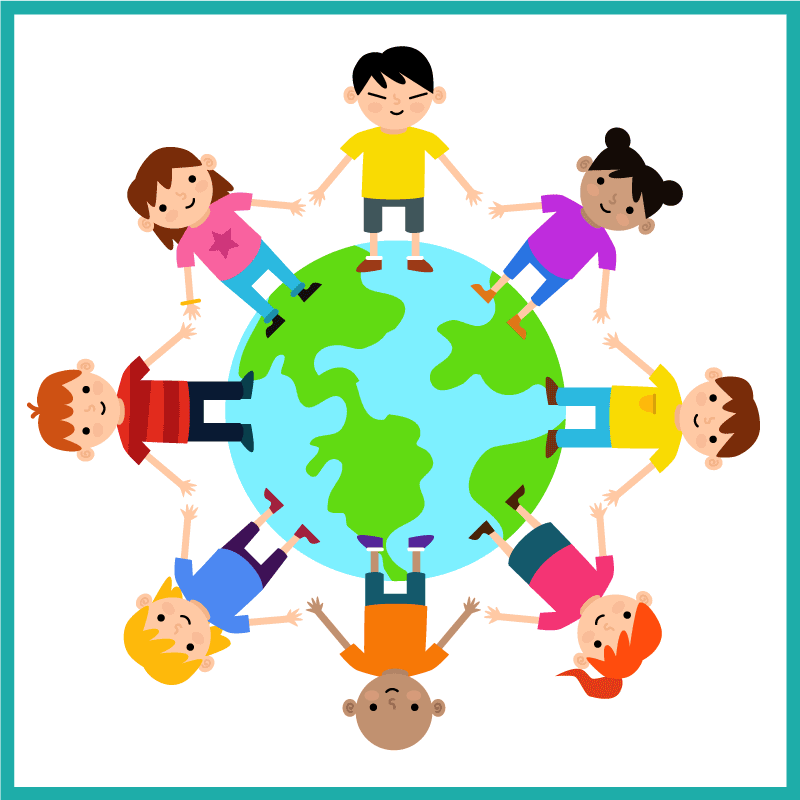 Wereld hand in hand vinyl tapijt meer kinderen - TenStickers