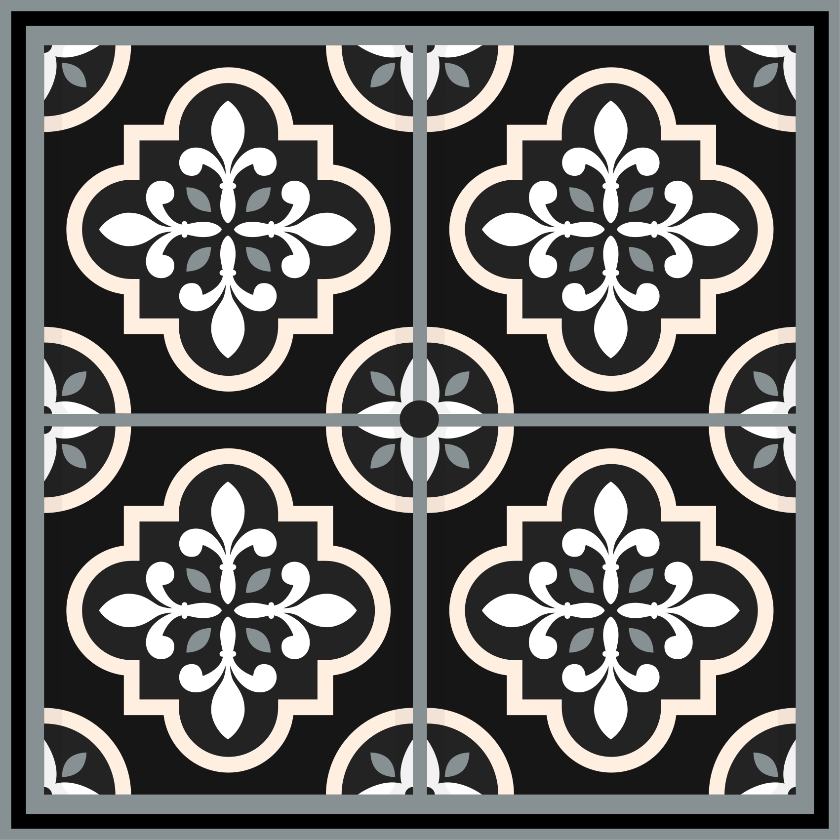 Zwart-wit mozaïek vinyl tapijt tegels - TenStickers