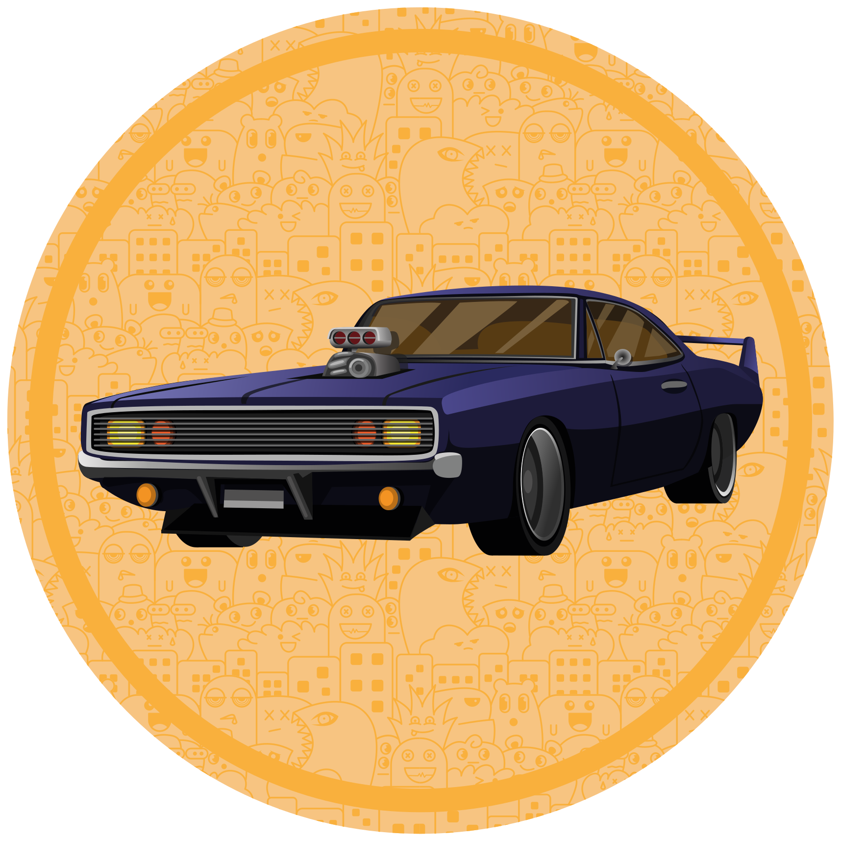 Klassieke muscle car vinyl tapijt tiener - TenStickers