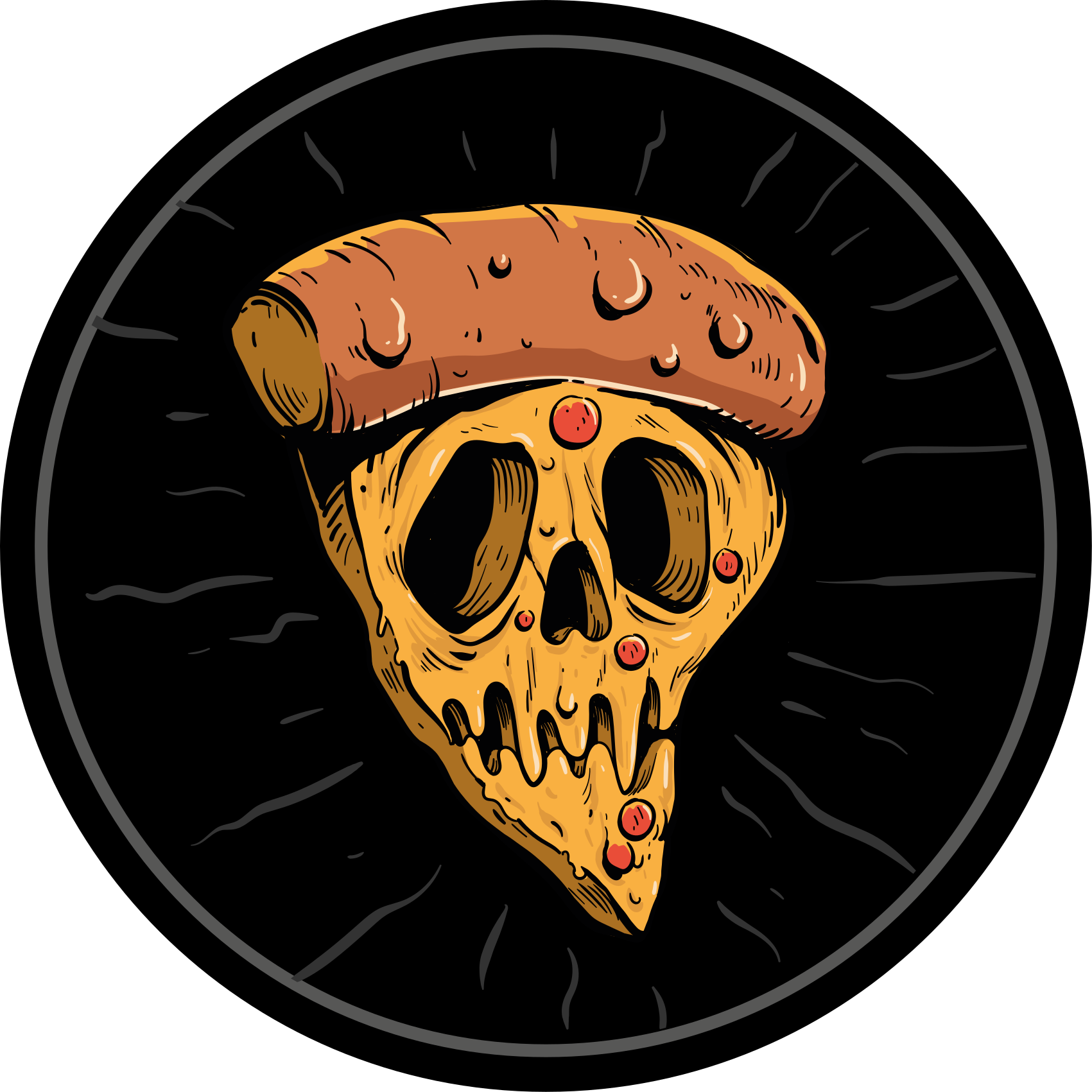 Schedel pizzapunten vinyl tapijt tiener - TenStickers