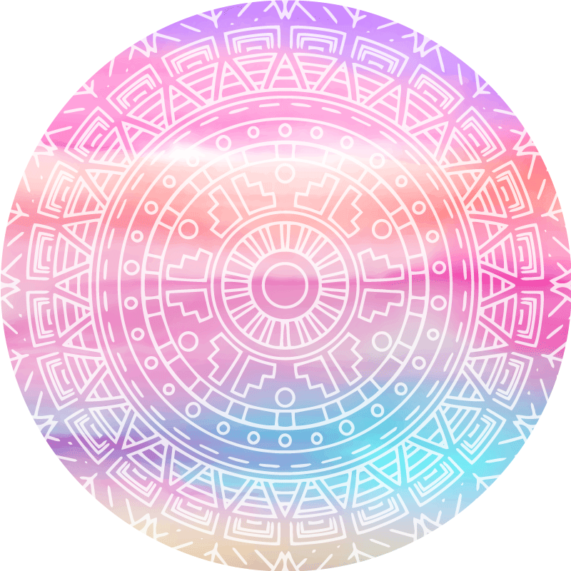 Levendig geometrisch element vinyl tapijt mandala - TenStickers