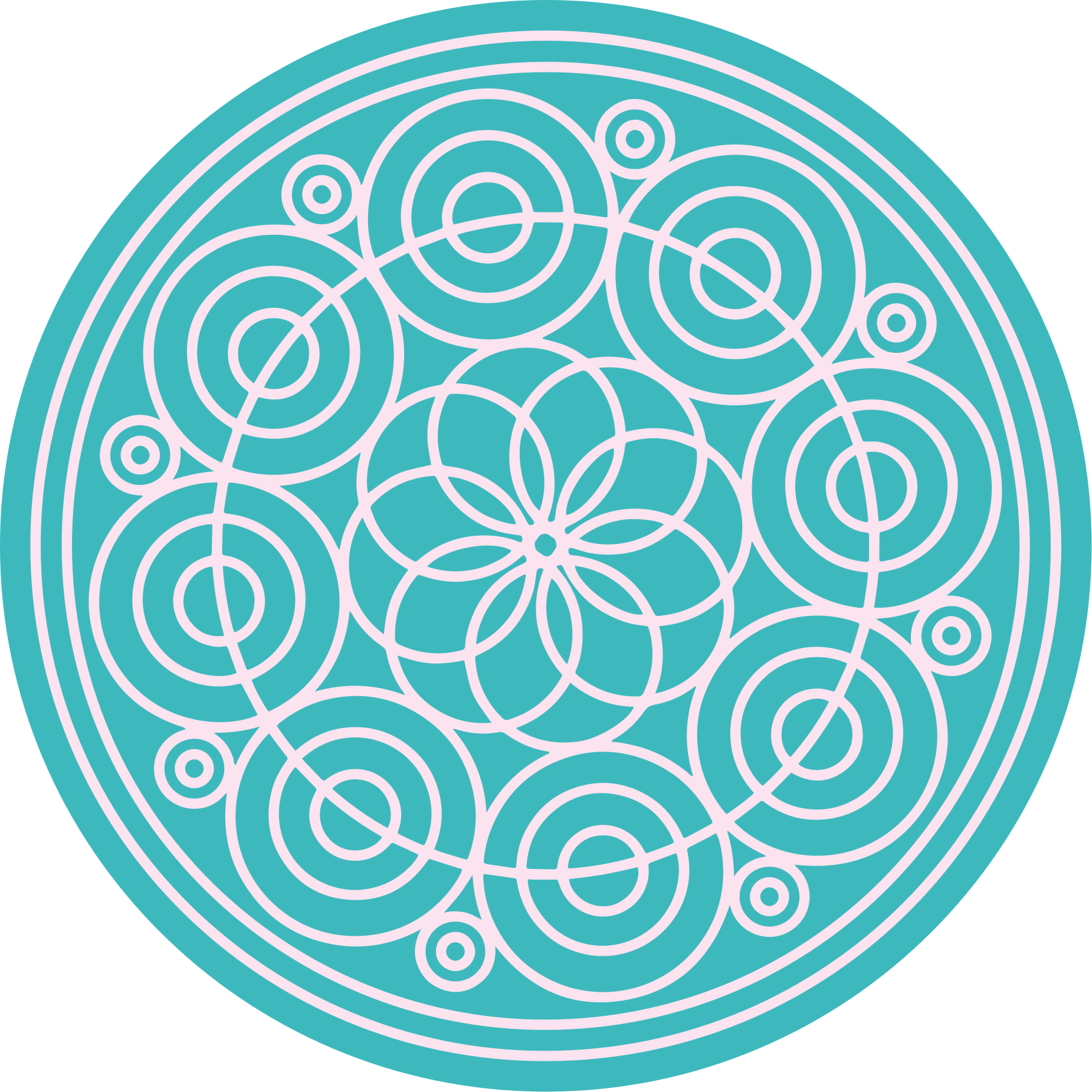 Turquoise cirkelvormig patroon vinyl tapijt mandala - TenStickers