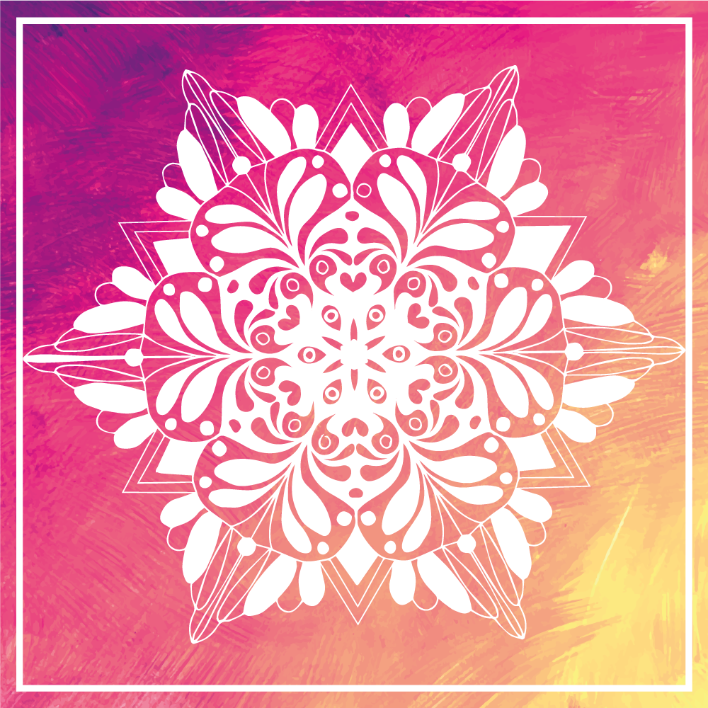 Uitgebreide botanische opstelling vinyl tapijt mandala - TenStickers