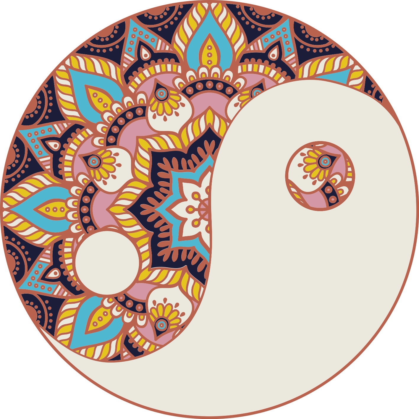 Yin yang-motief vinyl tapijt mandala - TenStickers