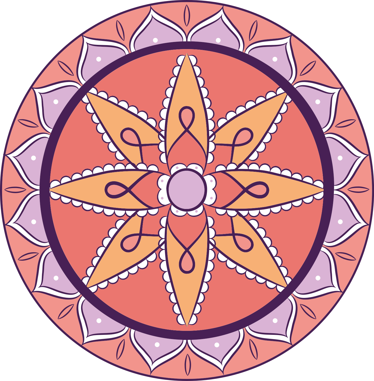 Eenvoudig roze motief vinyl tapijt mandala - TenStickers