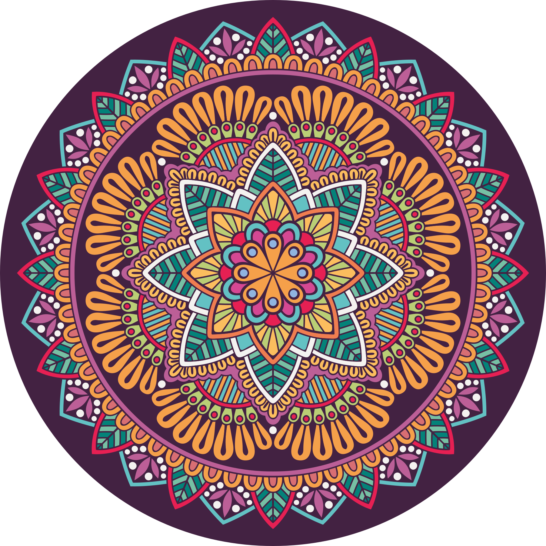 Levendig bloeiend element vinyl tapijt mandala - TenStickers