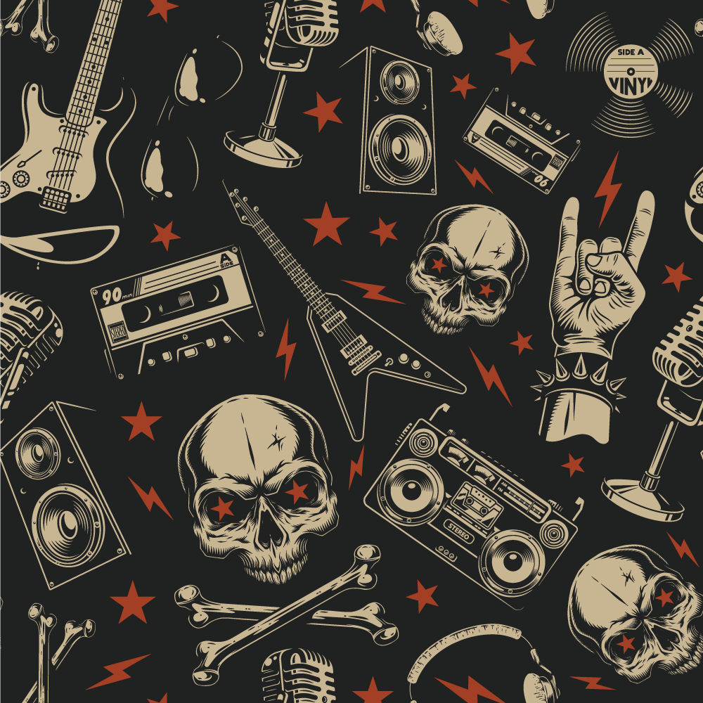 Rockmuziek thema vinyl tapijt tiener - TenStickers