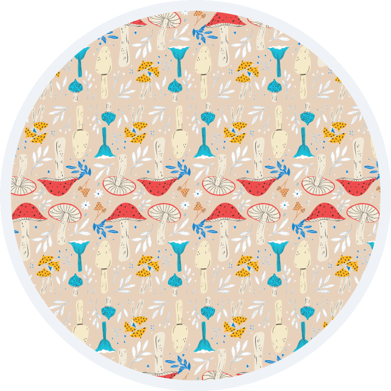 Door de natuur geïnspireerde patronen vinyl tapijt rond - TenStickers