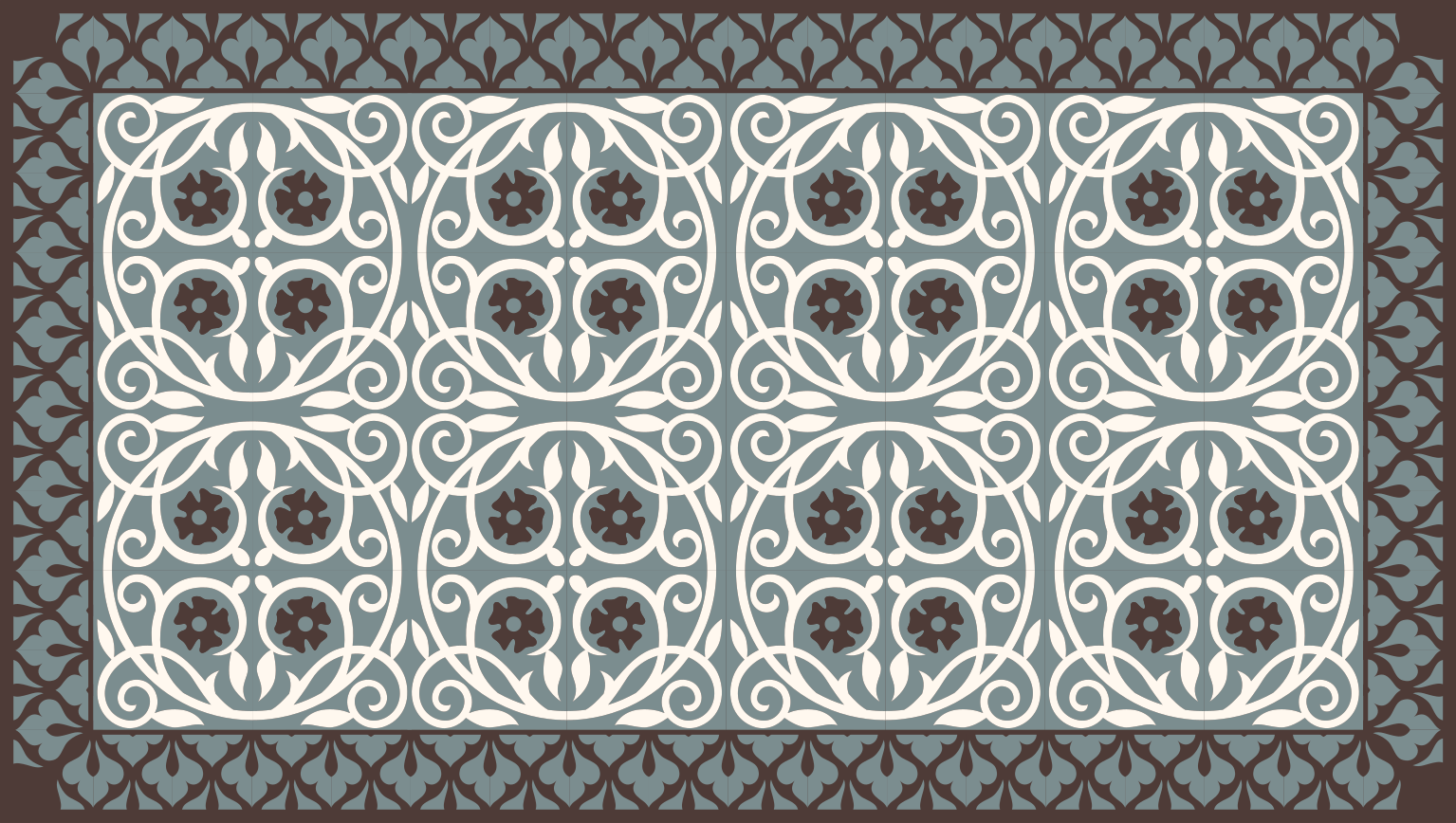 Bloemstuk met elementen vinyl tapijt badkamer - TenStickers