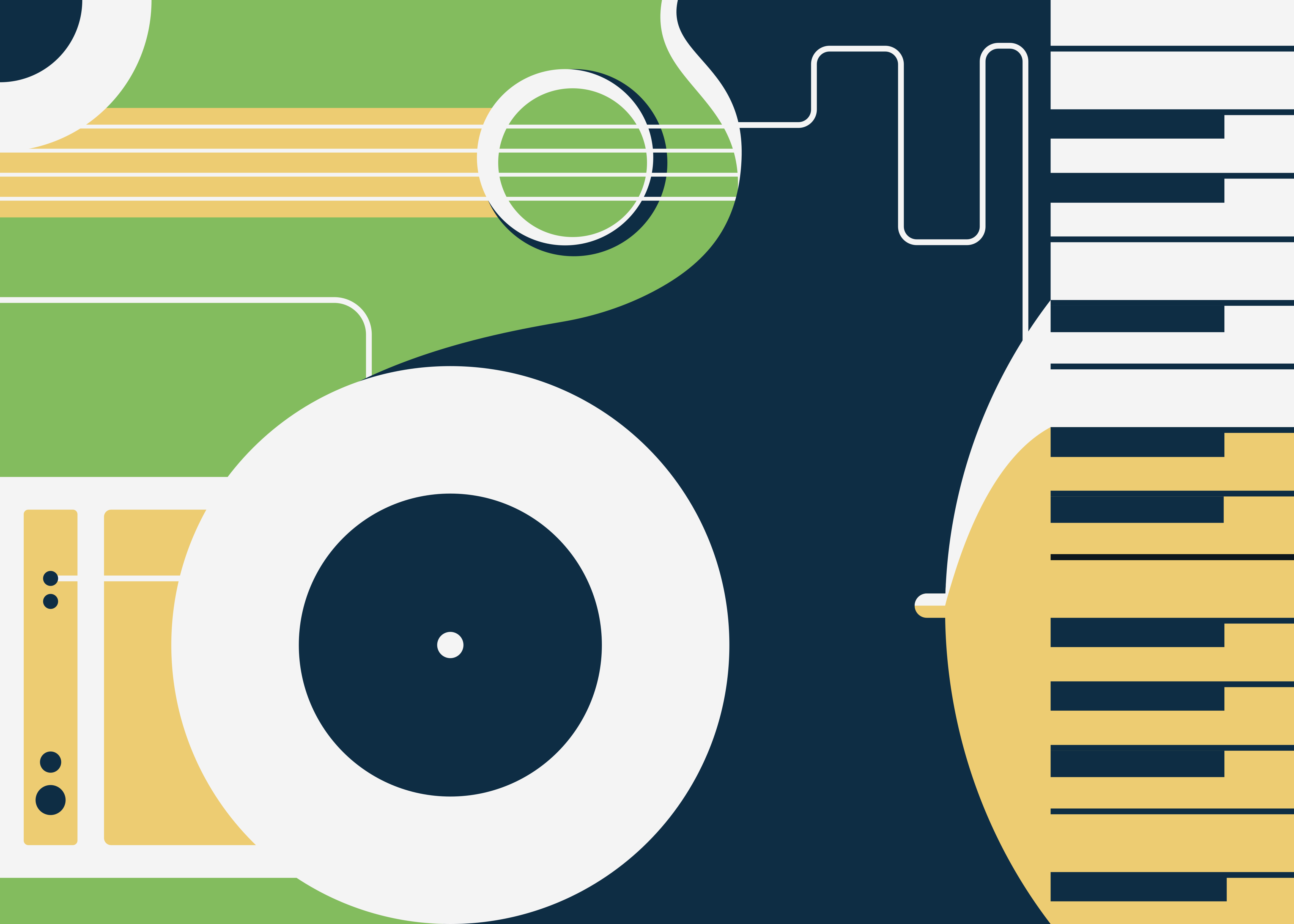 Muziekinstrumentmotief vinyl tapijt rechthoekig - TenStickers