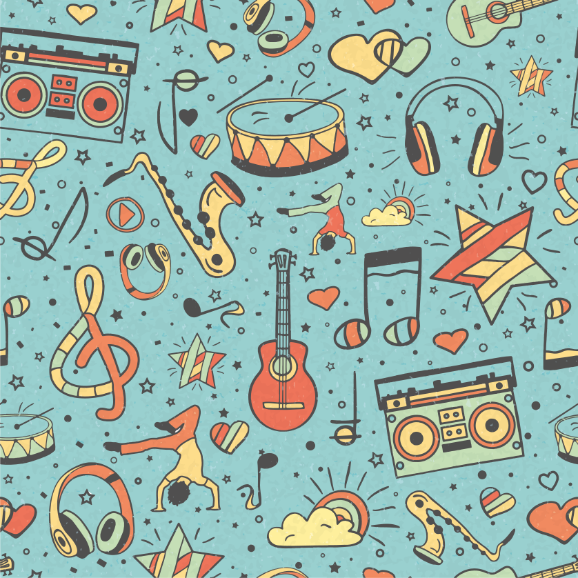 Muzikale symbolen speels vinyl tapijt meer kinderen - TenStickers