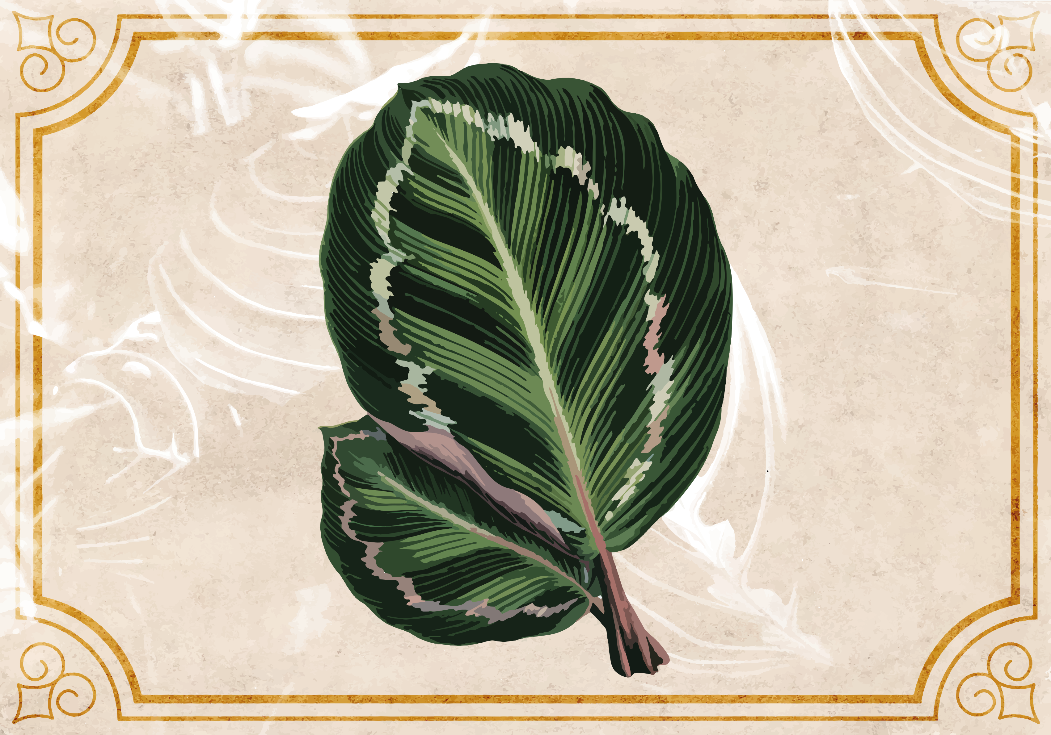 Bladmotief elegantie vinyl tapijt natuur - TenStickers