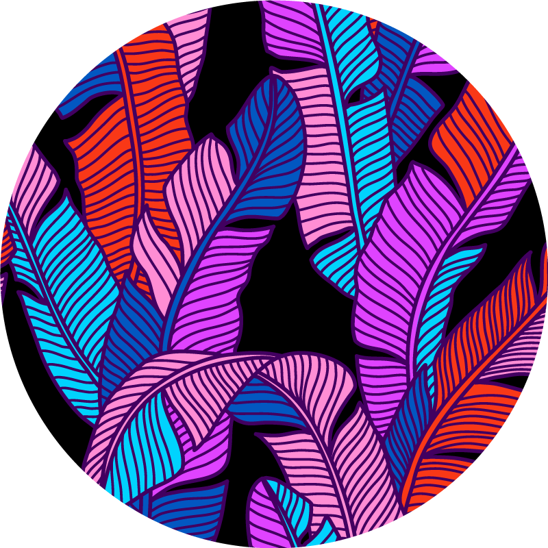 Levendige bladelementen vinyl tapijt bloemen en planten - TenStickers