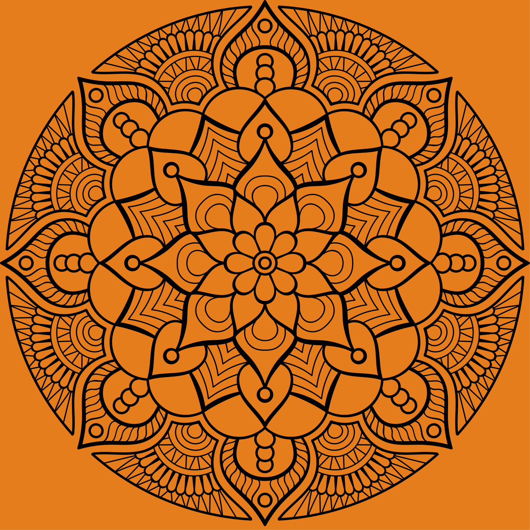 Vinyl tapijt mandala oranje mandala patroon - TenStickers