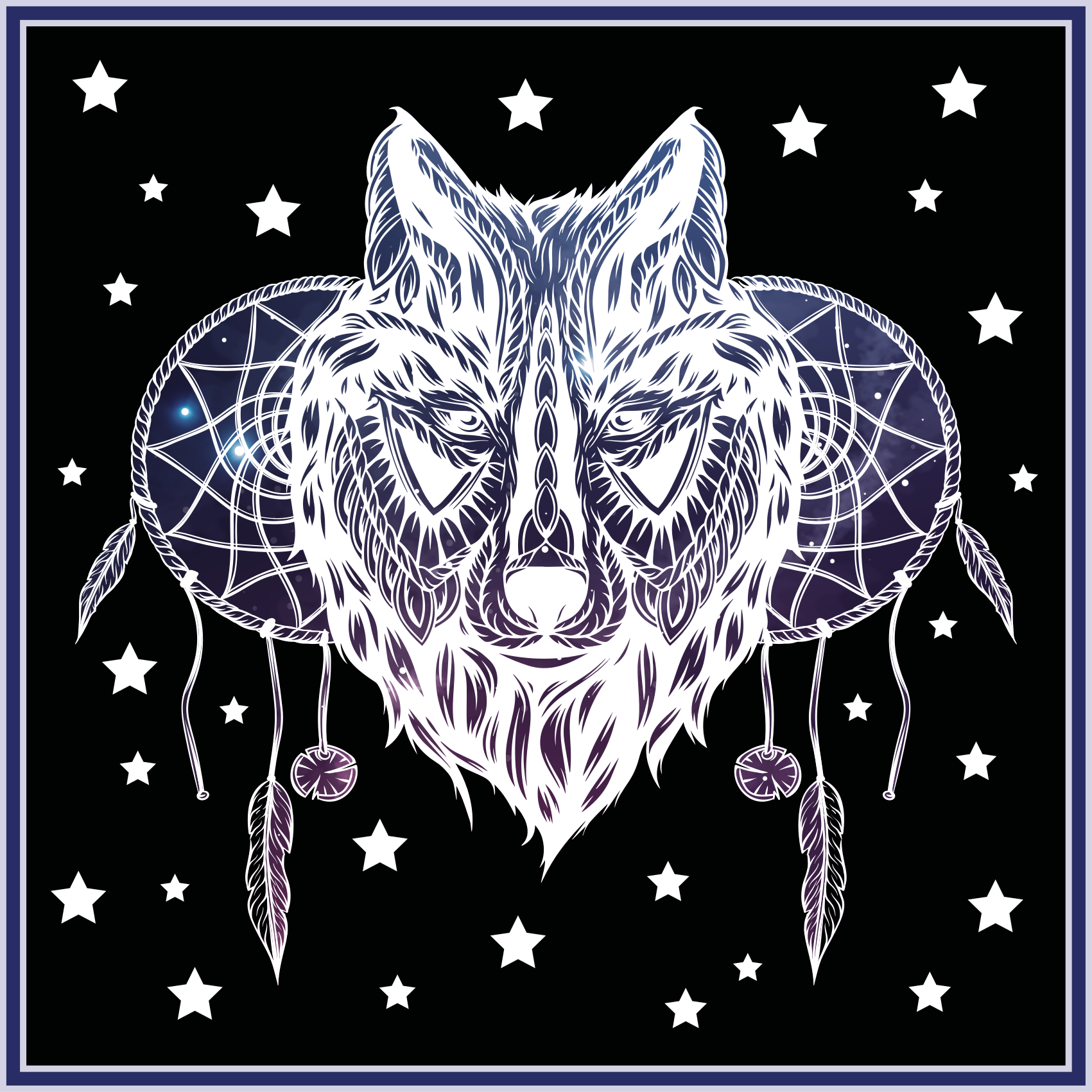 Wolf dromenvanger sterren vinyl tapijt baby - TenStickers