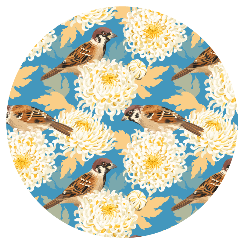 Vinyl tapijt bloemen en planten sperwer bloemenpatroon - TenStickers