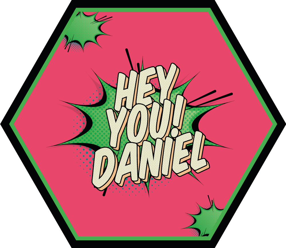 Begroeting in komische stijl vinyl tapijt met naam - TenStickers