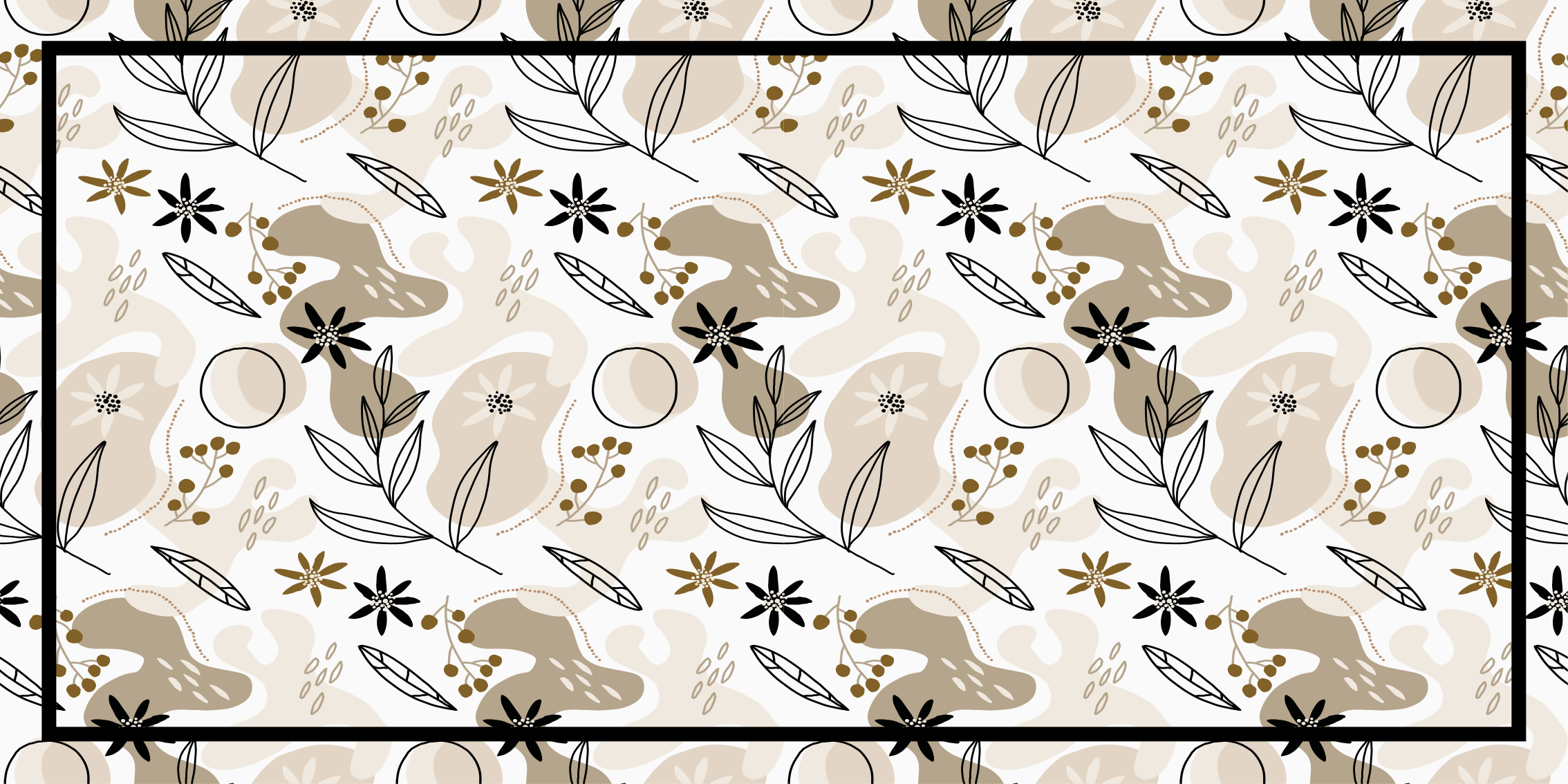 Beige bladelementen vinyl tapijt bloemen en planten - TenStickers