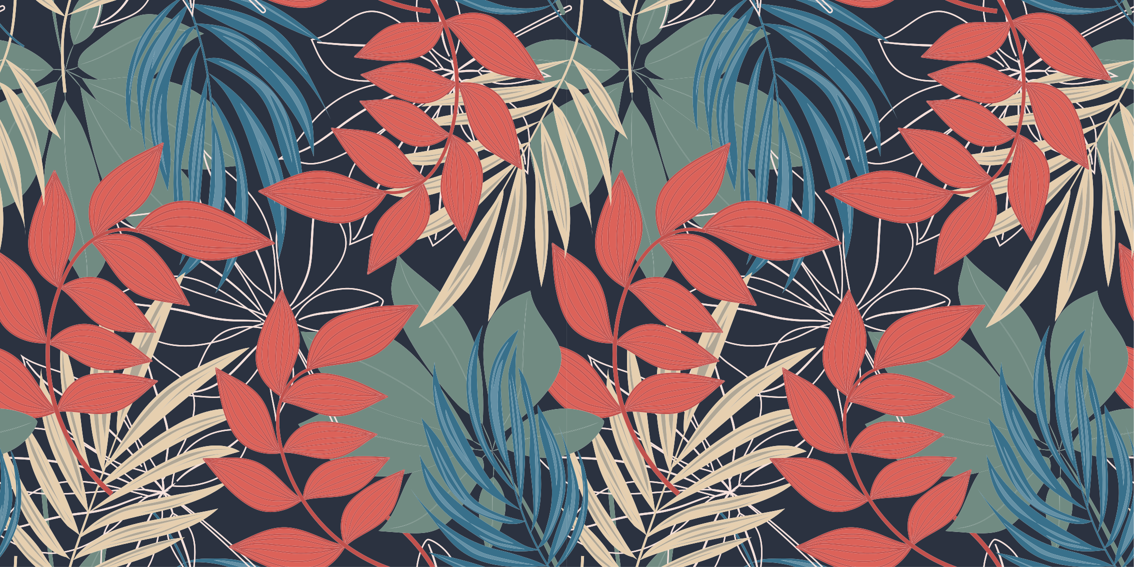 Levendig bladpatroon vinyl tapijt bloemen en planten - TenStickers