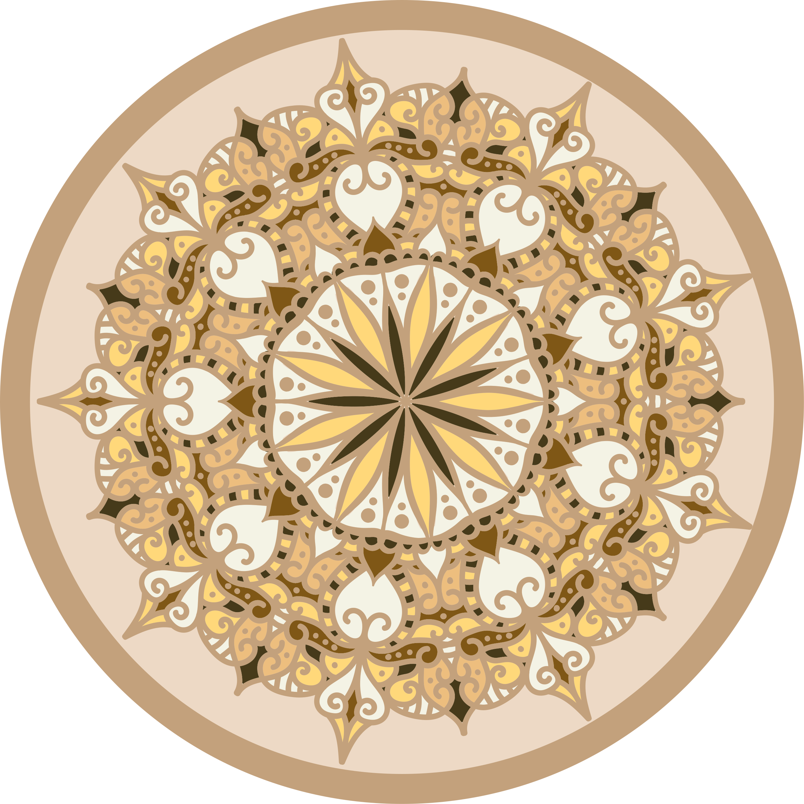 Vinyl tapijt mandala elegante gouden mandala - TenStickers