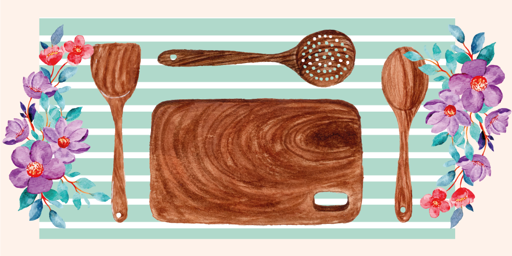 Bloemige keukenaccessoires vinyl tapijt keuken - TenStickers